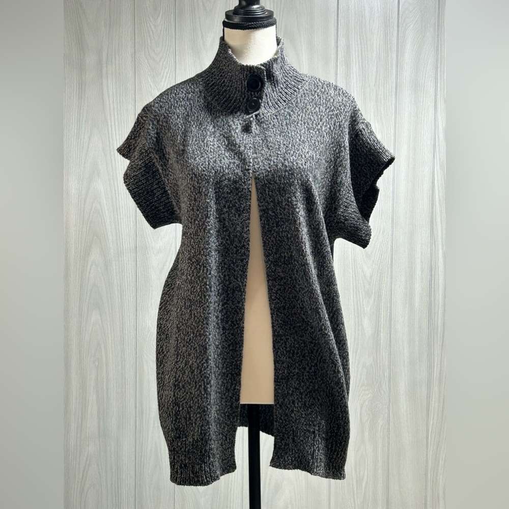 Bobbie Brooks Short Sleeve high neck  Two Button Cardigan Sweater Size Medium